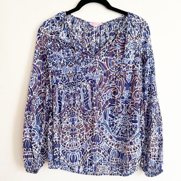 Lilly Pulitzer Willa Top in Tic Tac Tile Size XS EUC - Picture 1 of 9